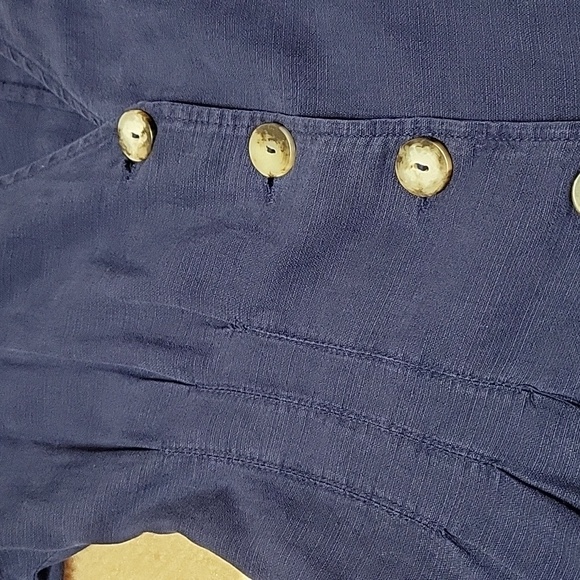 Zara Short Sleeve Linen Blend Navy Romper US S - Picture 9 of 13